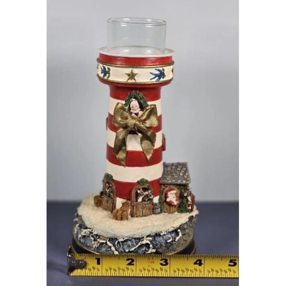 Danbury Mint Lighthouse Candle Holder Holiday Decor w COA